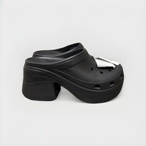 NWT Crocs Siren Platform Clogs Black Chunky Heel Womens 12 Mens 10 EU43